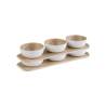 Set 3 coppette Frida cl 10 con vassoietto in melamina bianco e beige