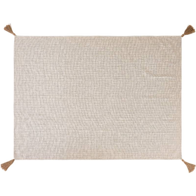 Coperta con nappe 100% cotone color crema cm 130x170