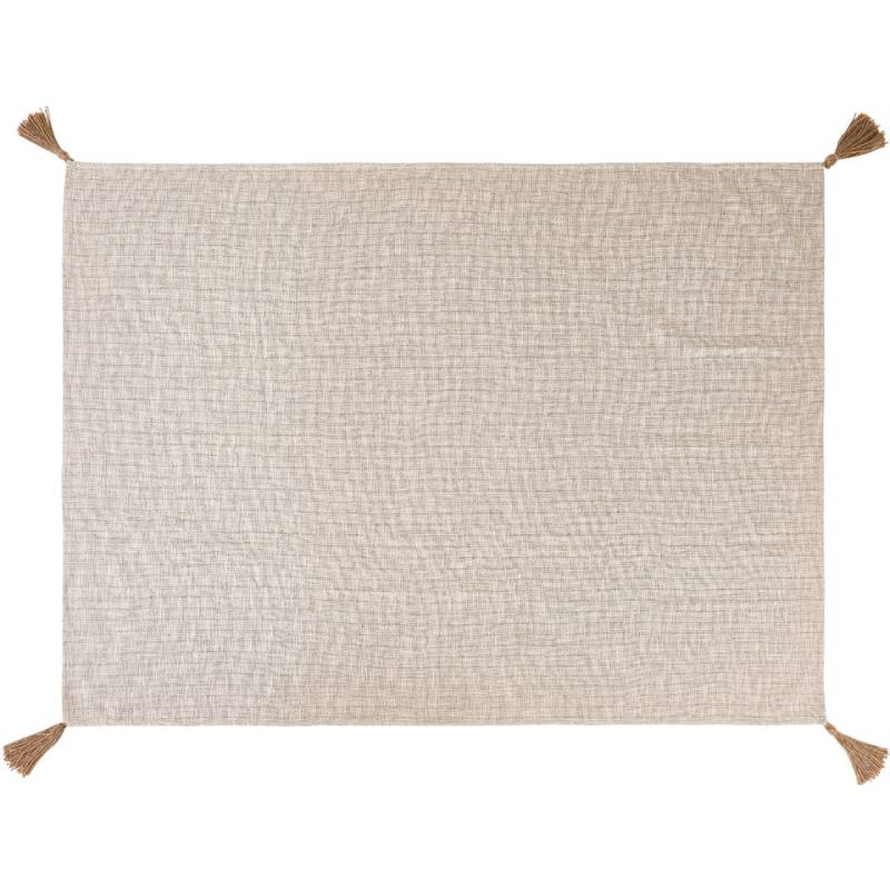 Cream-coloured 100% cotton blanket with tassels 51.18x66.93 inch