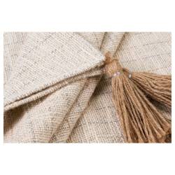 Cream-coloured 100% cotton blanket with tassels 51.18x66.93 inch