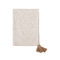 Cream-coloured 100% cotton blanket with tassels 51.18x66.93 inch