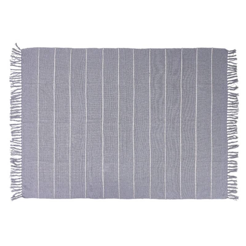 Grey-coloured 100% cotton blanket with tassels 51.18x66.93 inch