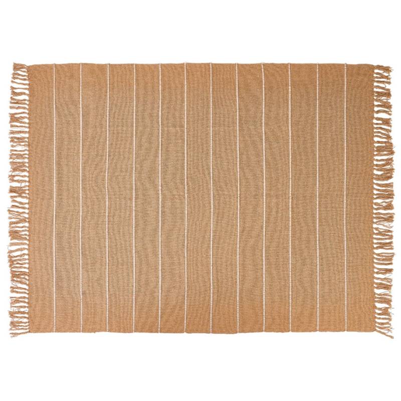 Beige-coloured 100% cotton blanket with tassels 51.18x66.93 inch