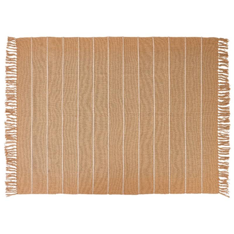 Coperta con nappe 100% cotone color beige cm 130x170