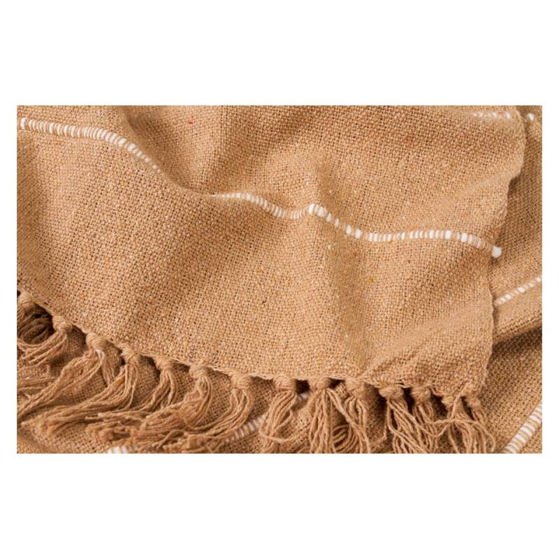 Beige-coloured 100% cotton blanket with tassels 51.18x66.93 inch