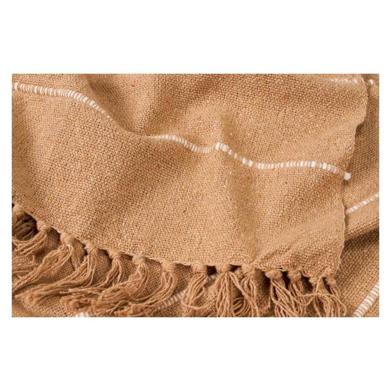 Coperta con nappe 100% cotone color beige cm 130x170