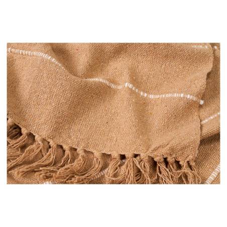 Beige-coloured 100% cotton blanket with tassels 51.18x66.93 inch