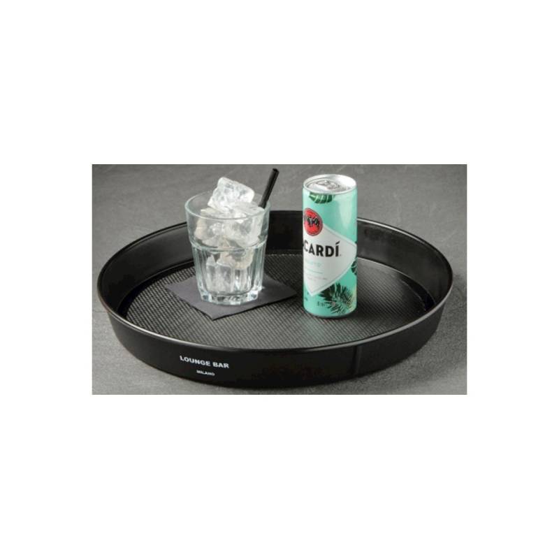 MC Lounge Bar black polypropylene round tray 13.78 inch