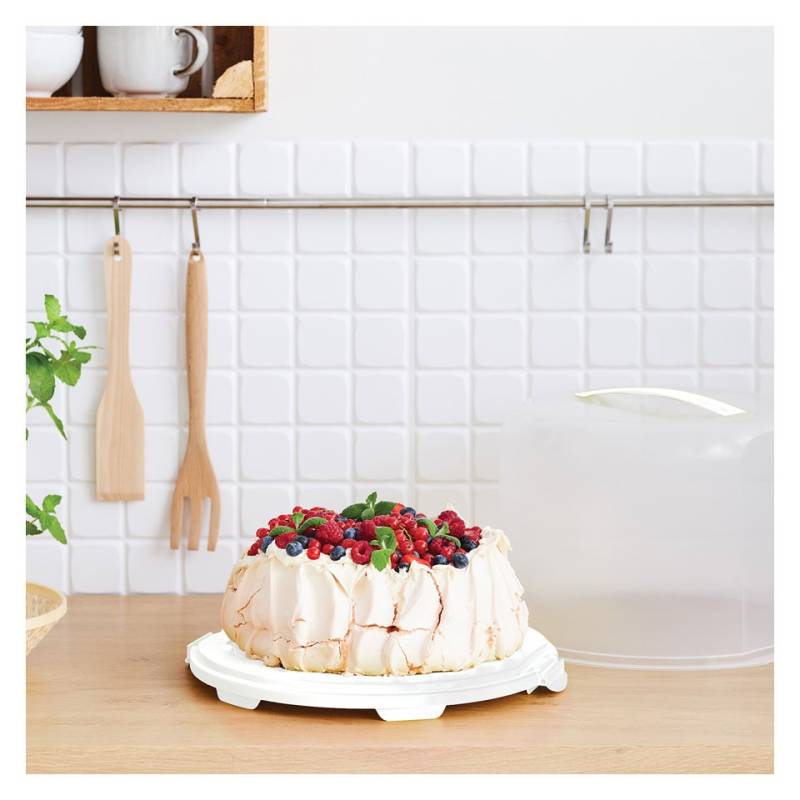 Rotho Fresh XL white pp cake stand 13.58x9.84 inch