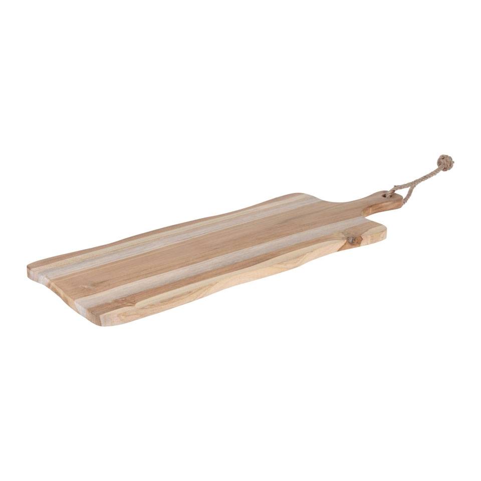 Light teak wood rectangular chopping board with handle 23.22x7.87 inch