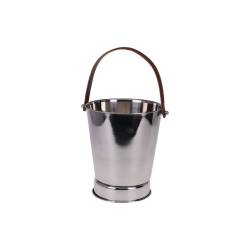 Stainless steel wine bucket with leatherette handle 9.45 inch