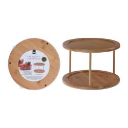 Bamboo swivel stand with 2 round trays