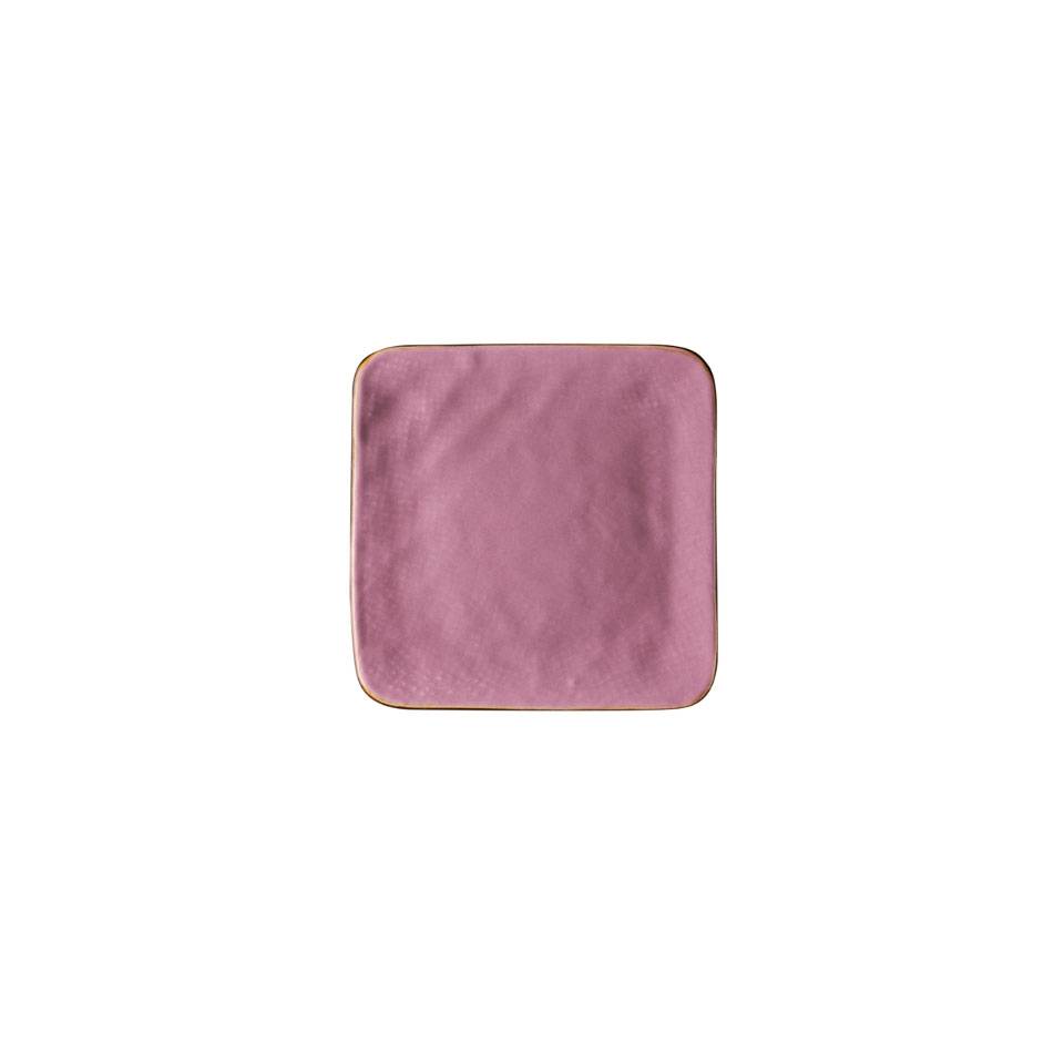 Piatto quadro Mediterraneo in ceramica rosa cm 11,7