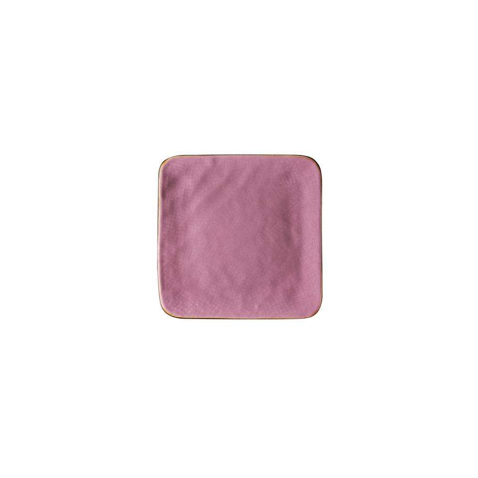 Mediterranean square pink ceramic plate 4.60 inch