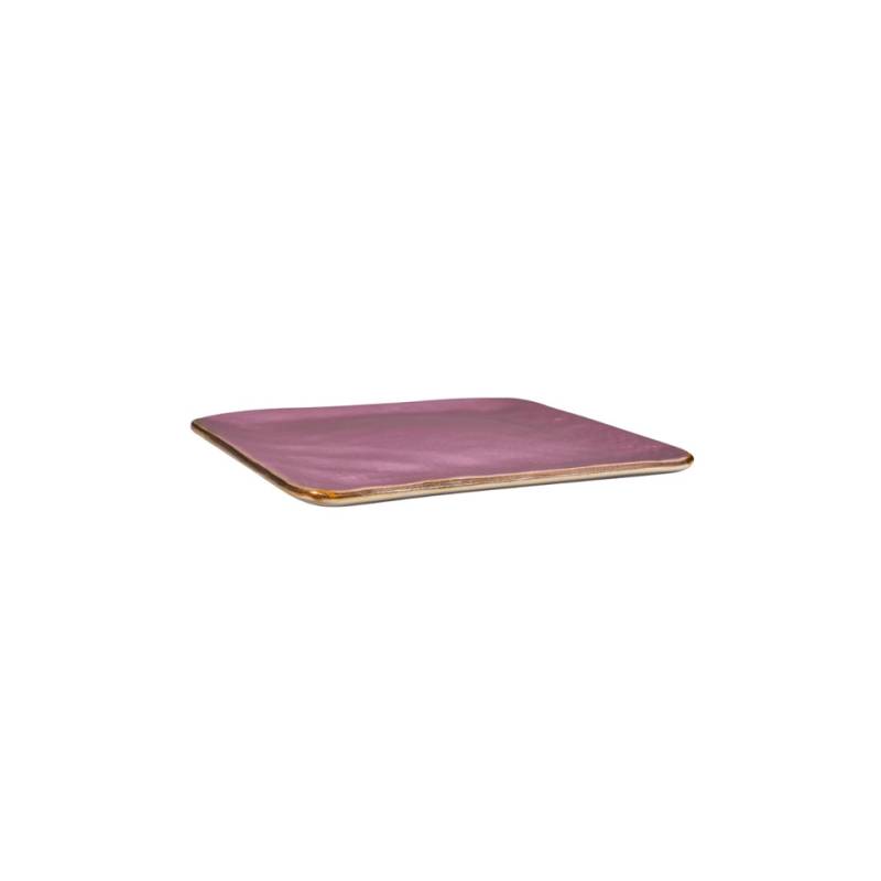 Piatto quadro Mediterraneo in ceramica rosa cm 11,7