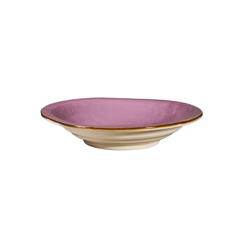 Piatto fondo Mediterraneo in ceramica rosa cm 24