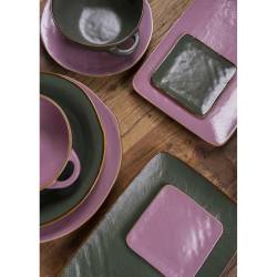 Piatto fondo Mediterraneo in ceramica rosa cm 24