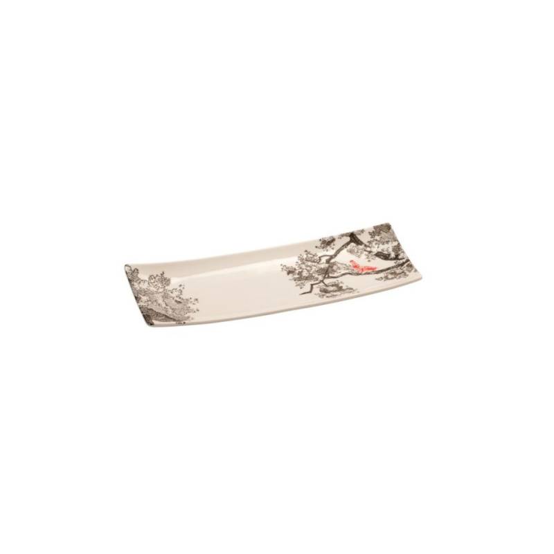 Kerasia tray with sakura decoration 8.07x2.95 inch