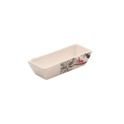 Coppetta rettangolare Kerasia in porcellana con decoro sakura cm 12,5x5x3