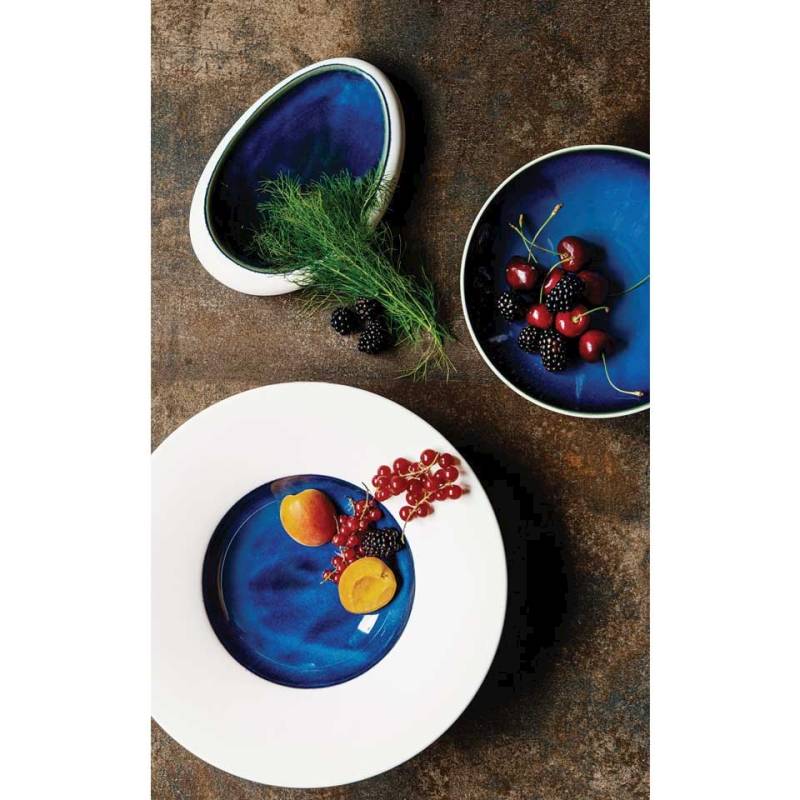 Abyssos blue and white porcelain gourmet tray 8.26x5.51 inch