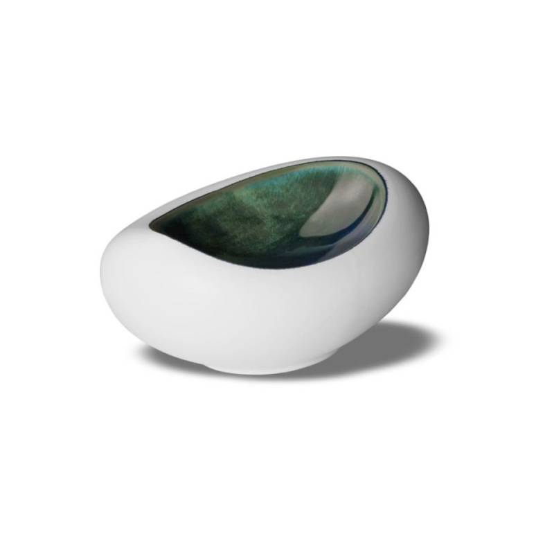 Abyssos bol gourmet ovale en porcelaine blanche et bleue 20x15x9 cm