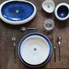 Abyssos white and blue porcelain gourmet oval bowl 7.87x5.90x3.54 inch