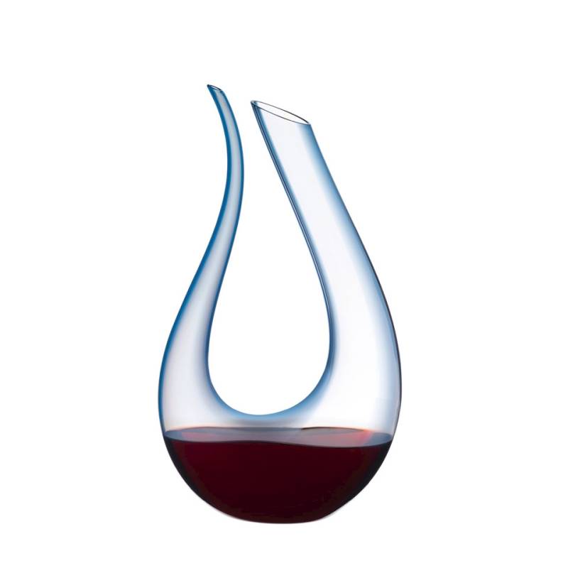 Decanter Amadeo Riedel in vetro soffiato con decoro blu cl 75