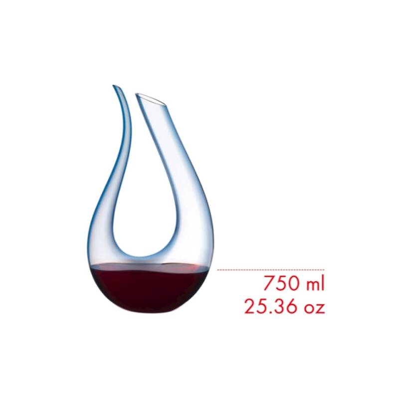 Decanter Amadeo Riedel in vetro soffiato con decoro blu cl 75