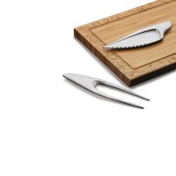 Prehistoric Silex set with cutting board, fork and knife