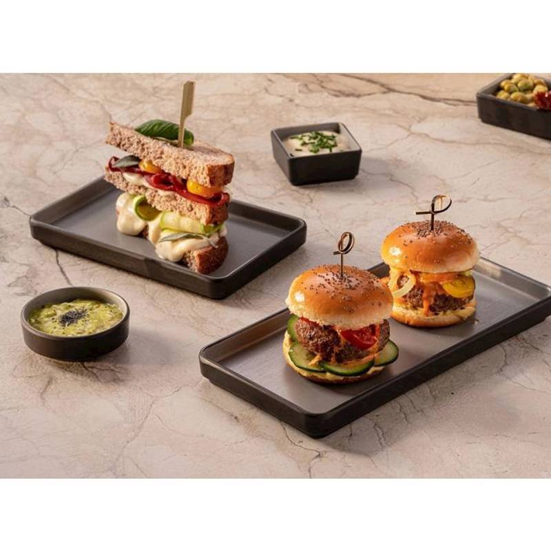 Tenerife grey melamine rectangular tray 9.84x4.30x0.78 inch