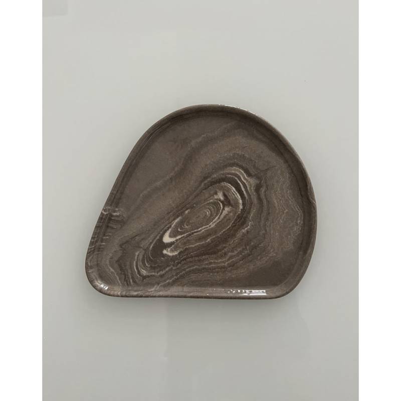 Marbled stone porcelain dish 10.23x9.05 inch