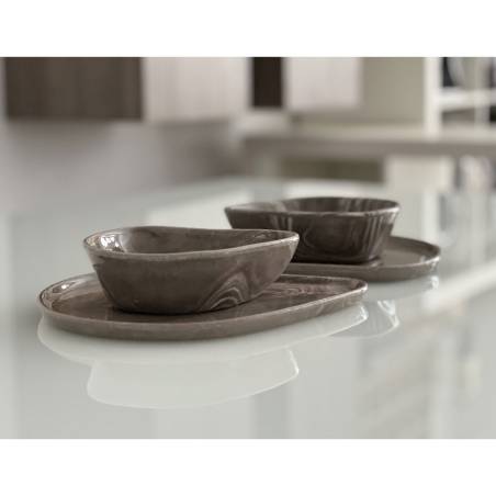 Plat en porcelaine marbrée 26x23 cm