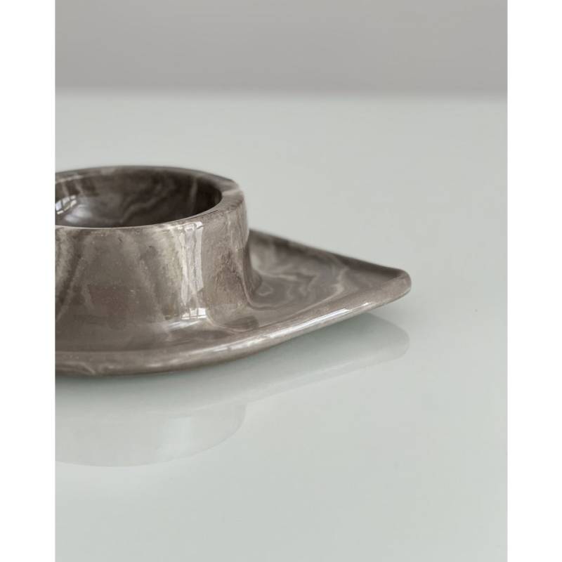 Plato Vulcano Stone de porcelana de piedra jaspeada 24x20x6 cm
