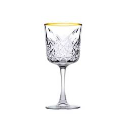 Pasabahce Timeless glass wine goblet with gold rim 11.15 oz. 