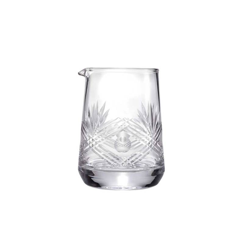 Decorated mixing glass with a wide glass base 25.36 oz.