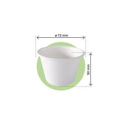 Round white bagasse cup 3.38 oz.