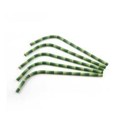 Cannucce pieghevoli Bamboo in carta biodegradabile verde cm 24