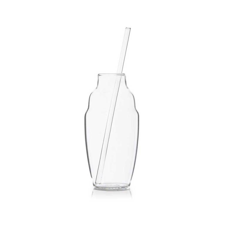 100% Chef Cocktail Shaker glass with straw 5.41 oz.