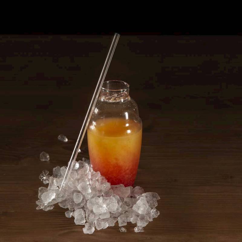 100% Chef Cocktail Shaker glass with straw 5.41 oz.