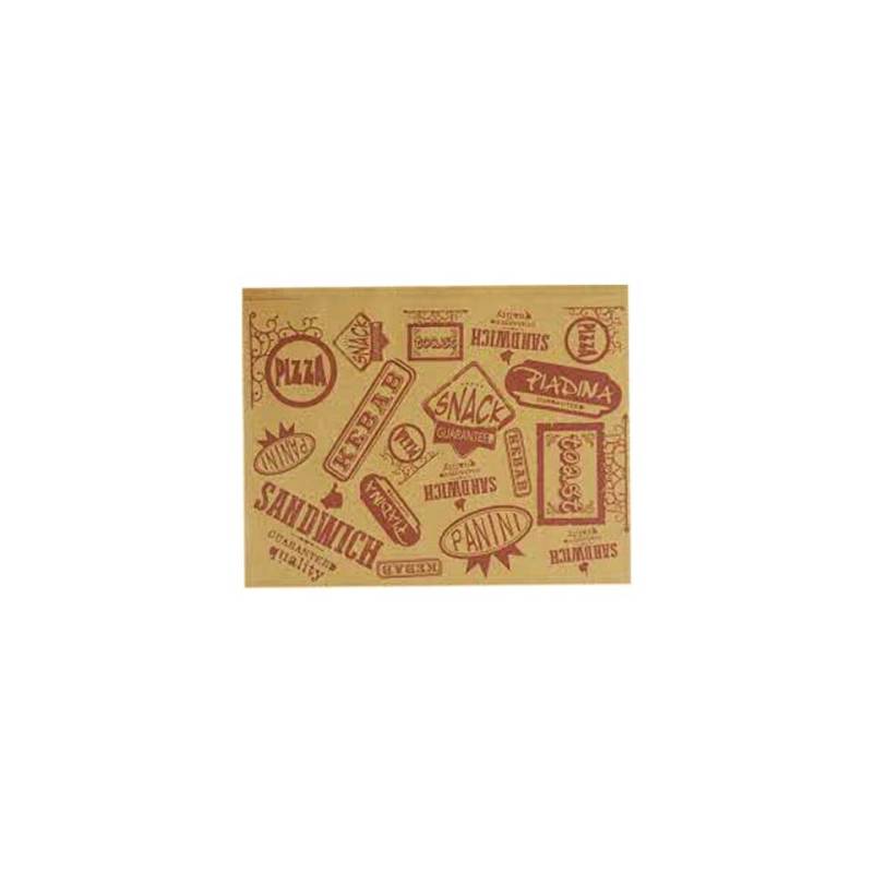 Sacchetto porta panino in carta paglia con disegni e scritte cm 20x15,5
