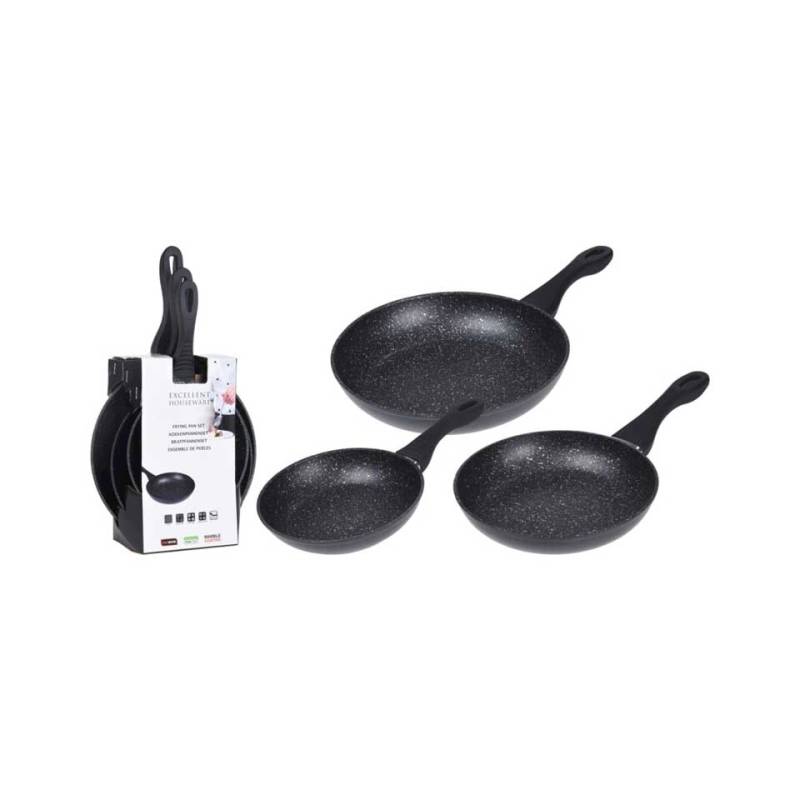 Set of 3 non-stick aluminium induction pans