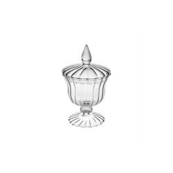 Glass favor with foot and lid 7.87x5.11 inch