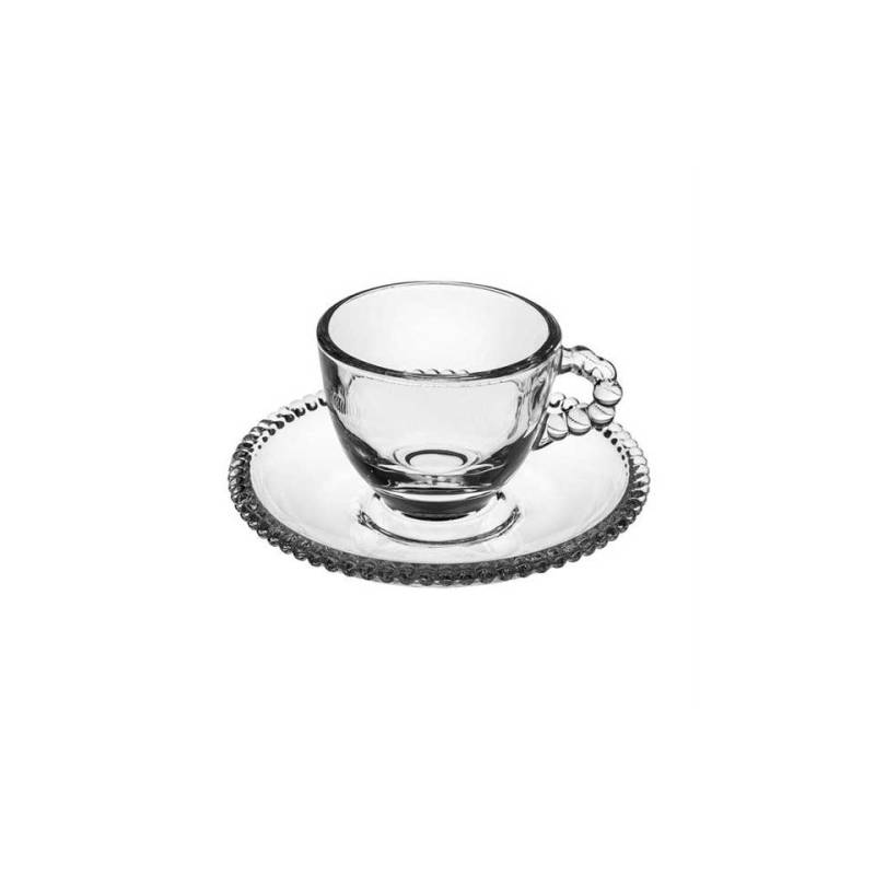 Tazza caffè con piatto Marble in vetro cl 8,5