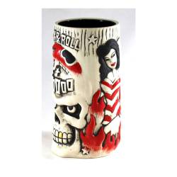 Tiki mug Vince Ray's Voodoo Idol in ceramica bianca e rossa cl 55