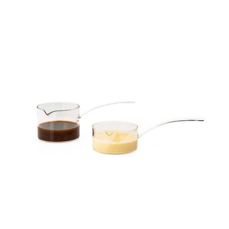 100% Chef glass sauce pan with one handle and spout 5.07 oz.