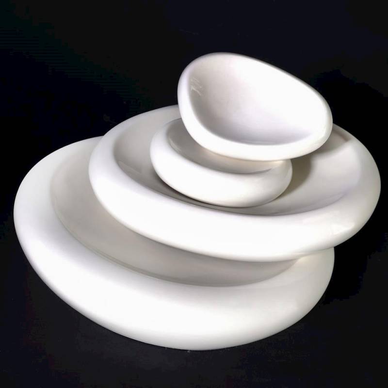 Yalin white porcelain round pillow top dish 10.63 inch
