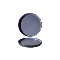 Nordic grey and black melamine flat plate 7.87 inch