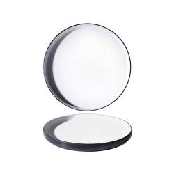 Nordic white and black melamine flat plate 10.63 inch