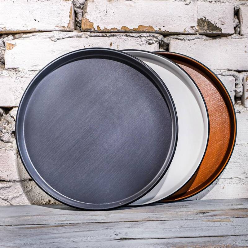 Nordic brown and black melamine flat plate 7.87 inch
