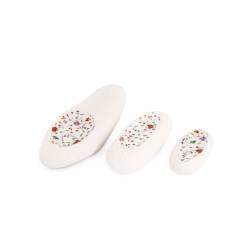 100% Chef Mini Rock Deco Flowers white porcelain with floral decoration plate 6.69x3.15x1.57 inch